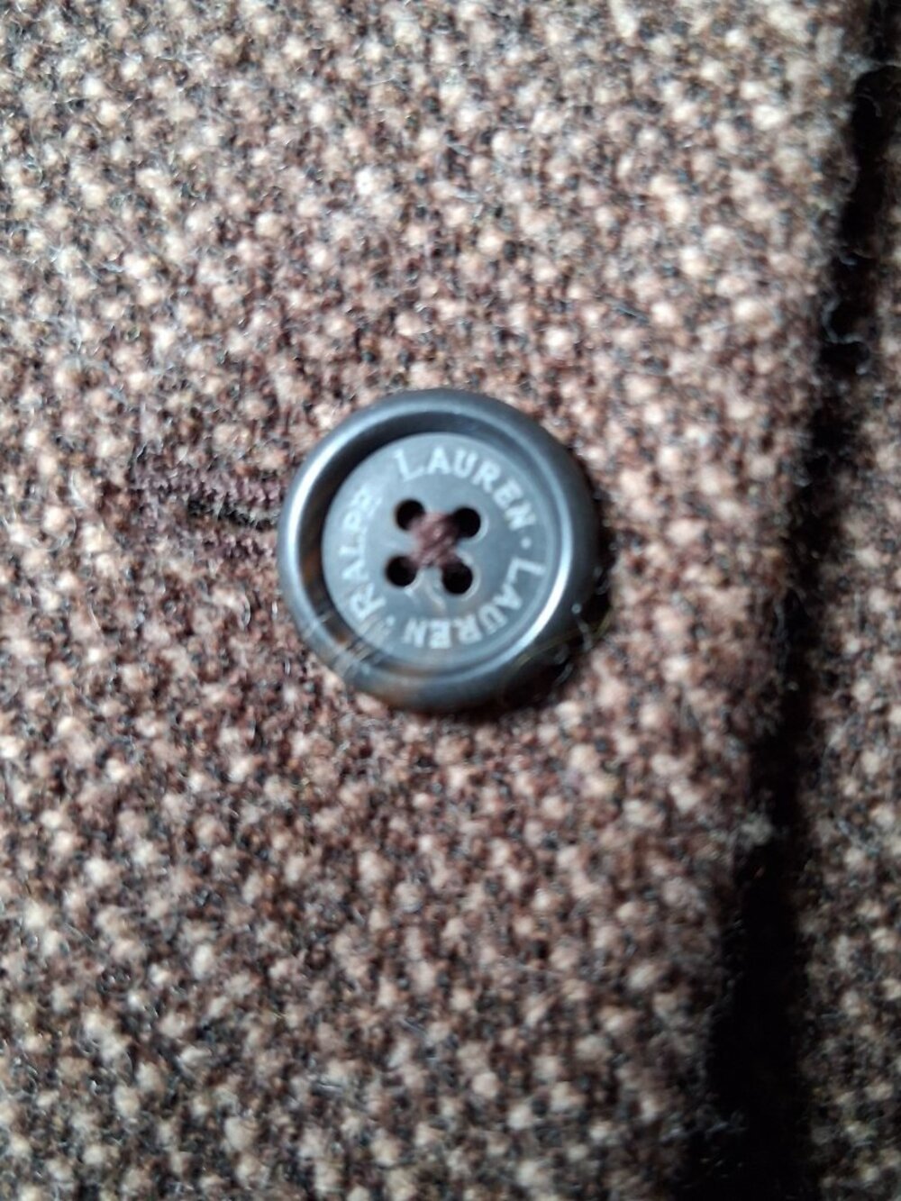 Lauren Ralph Lauren Tweed Blazer Jacket Women 10 Brown Wool Blend Short Classic - Picture 10 of 15